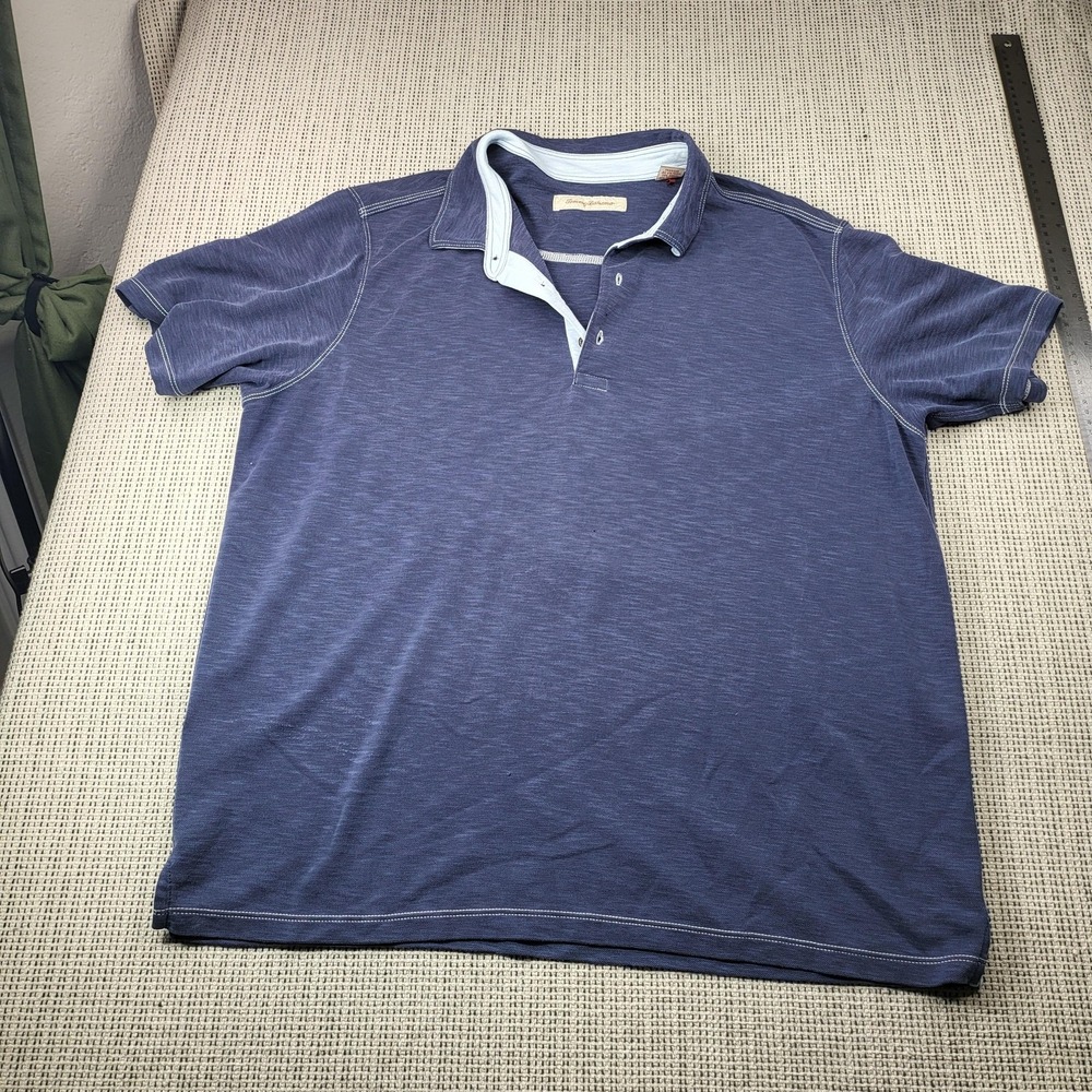 Tommy Bahama Polo Shirt Mens XL Blue Contrast Collar Modal Blend Short Sleeveβ